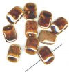 10 21x29x9mm Pinched Brown Beige Flat Rectangle Ceramic Beads 